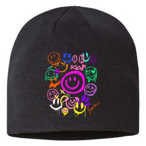 Smile Face Emoticons Fun Vivid Graffiti Smileys Graphic Sustainable Beanie