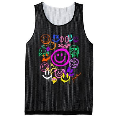 Smile Face Emoticons Fun Vivid Graffiti Smileys Graphic Mesh Reversible Basketball Jersey Tank