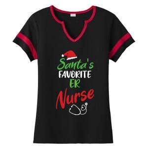 Santas Favorite Er Nurse Christmas Nursing Funny Gift Ladies Halftime Notch Neck Tee