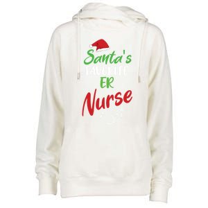 Santas Favorite Er Nurse Christmas Nursing Funny Gift Womens Funnel Neck Pullover Hood