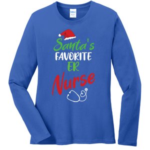 Santas Favorite Er Nurse Christmas Nursing Funny Gift Ladies Long Sleeve Shirt