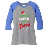 Santas Favorite Er Nurse Christmas Nursing Funny Gift Women's Tri-Blend 3/4-Sleeve Raglan Shirt