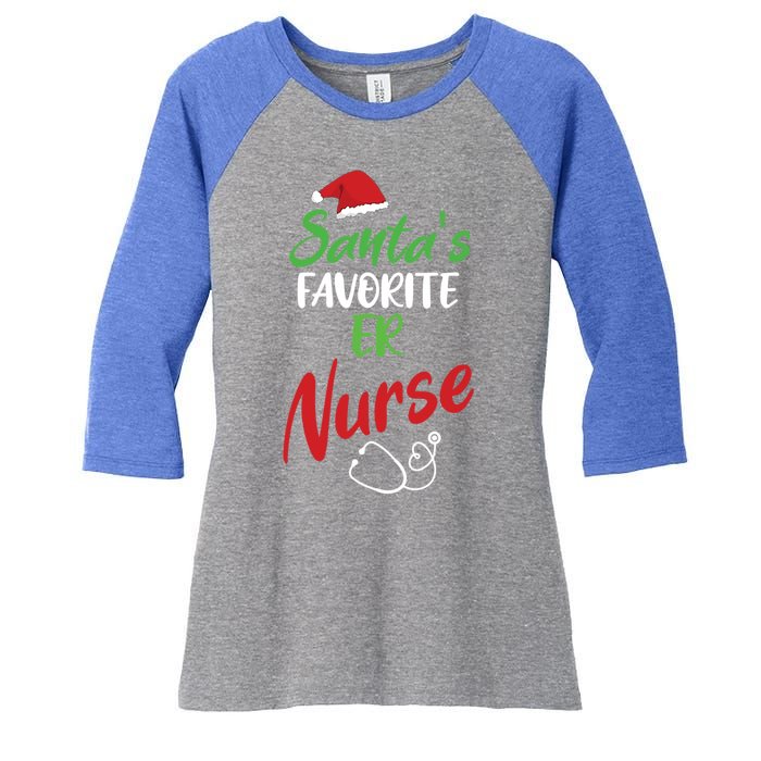 Santas Favorite Er Nurse Christmas Nursing Funny Gift Women's Tri-Blend 3/4-Sleeve Raglan Shirt