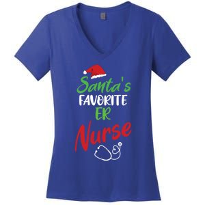 Santas Favorite Er Nurse Christmas Nursing Funny Gift Women's V-Neck T-Shirt