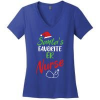 Santas Favorite Er Nurse Christmas Nursing Funny Gift Women's V-Neck T-Shirt