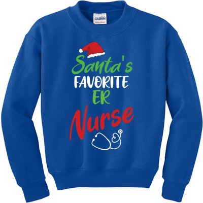 Santas Favorite Er Nurse Christmas Nursing Funny Gift Kids Sweatshirt