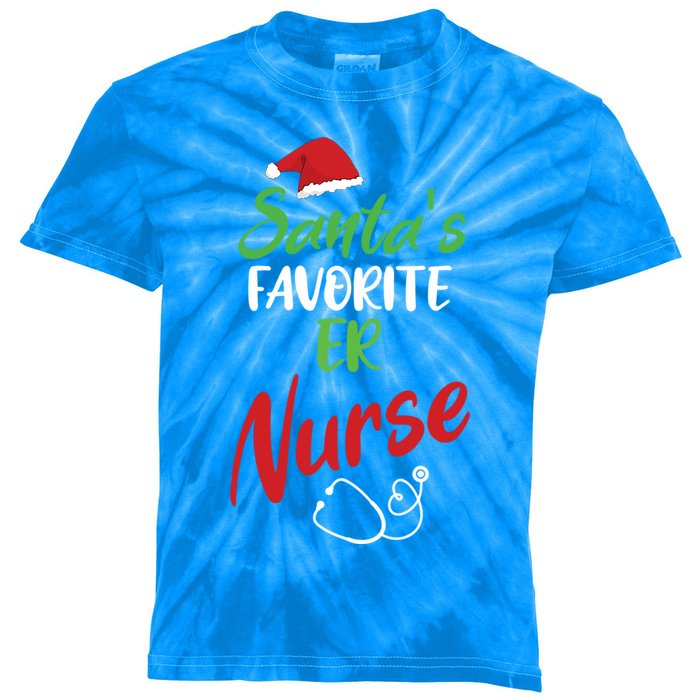 Santas Favorite Er Nurse Christmas Nursing Funny Gift Kids Tie-Dye T-Shirt