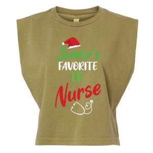 Santas Favorite Er Nurse Christmas Nursing Funny Gift Garment-Dyed Women's Muscle Tee