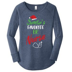 Santas Favorite Er Nurse Christmas Nursing Funny Gift Women's Perfect Tri Tunic Long Sleeve Shirt