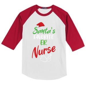 Santas Favorite Er Nurse Christmas Nursing Funny Gift Kids Colorblock Raglan Jersey