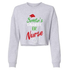 Santas Favorite Er Nurse Christmas Nursing Funny Gift Cropped Pullover Crew