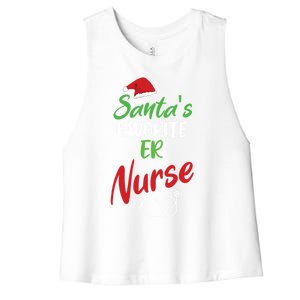 Santas Favorite Er Nurse Christmas Nursing Funny Gift Women's Racerback Cropped Tank