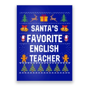 SantaS Favorite English Teacher Xmas Ugly Christmas Gift Poster