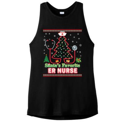 Santas Favorite Er Nurse Christmas Tree Stethoscope Sweater Gift Ladies PosiCharge Tri-Blend Wicking Tank