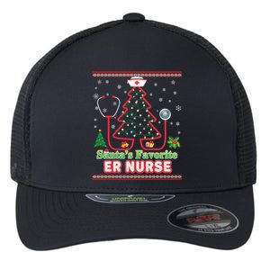 Santas Favorite Er Nurse Christmas Tree Stethoscope Sweater Gift Flexfit Unipanel Trucker Cap