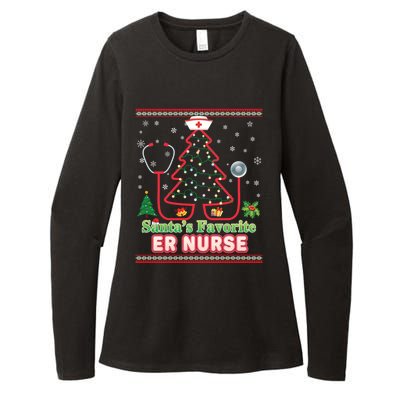 Santas Favorite Er Nurse Christmas Tree Stethoscope Sweater Gift Womens CVC Long Sleeve Shirt