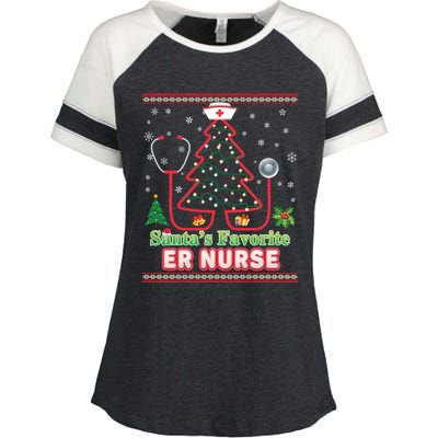 Santas Favorite Er Nurse Christmas Tree Stethoscope Sweater Gift Enza Ladies Jersey Colorblock Tee