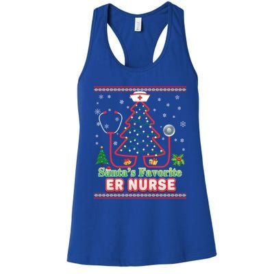 Santas Favorite Er Nurse Christmas Tree Stethoscope Sweater Gift Women's Racerback Tank