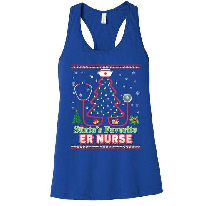 Santas Favorite Er Nurse Christmas Tree Stethoscope Sweater Gift Women's Racerback Tank