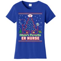 Santas Favorite Er Nurse Christmas Tree Stethoscope Sweater Gift Women's T-Shirt