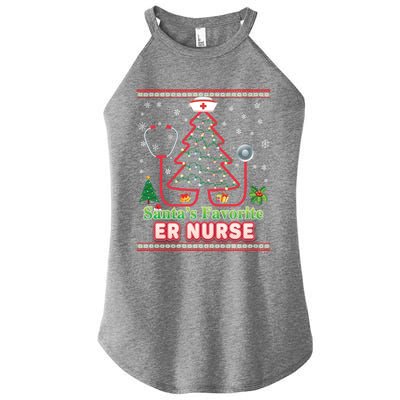 Santas Favorite Er Nurse Christmas Tree Stethoscope Sweater Gift Women's Perfect Tri Rocker Tank