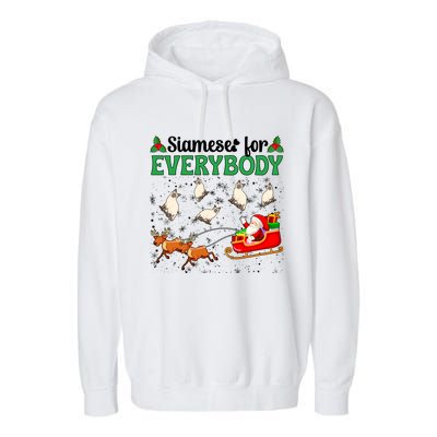 Siamese For Everybody Christmas Siamese Cat Xmas Party Funny Gift Garment-Dyed Fleece Hoodie