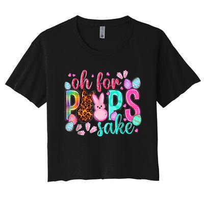 Sake Funny Easter Bunny Print Glasses Happy Easter Women's Crop Top Tee