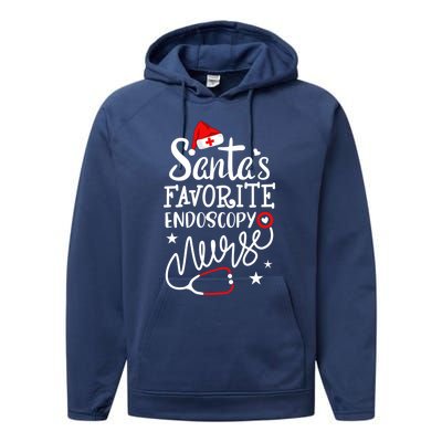 Santas Favorite Endoscopy Nurse Merry Christmas Nurse Crew Funny Gift Performance Fleece Hoodie