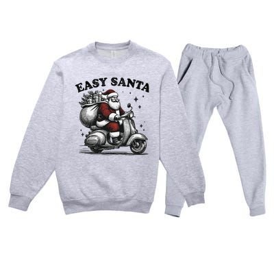 Santa Funny Easy Santa Riding Scooter Fun Christmas Holiday Premium Crewneck Sweatsuit Set