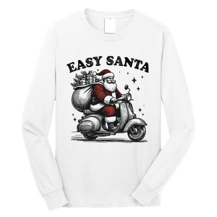 Santa Funny Easy Santa Riding Scooter Fun Christmas Holiday Long Sleeve Shirt