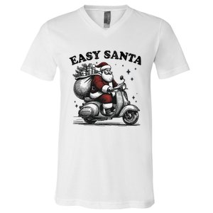 Santa Funny Easy Santa Riding Scooter Fun Christmas Holiday V-Neck T-Shirt