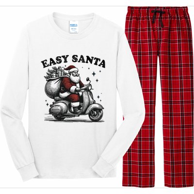 Santa Funny Easy Santa Riding Scooter Fun Christmas Holiday Long Sleeve Pajama Set