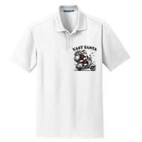 Santa Funny Easy Santa Riding Scooter Fun Christmas Holiday Dry Zone Grid Polo