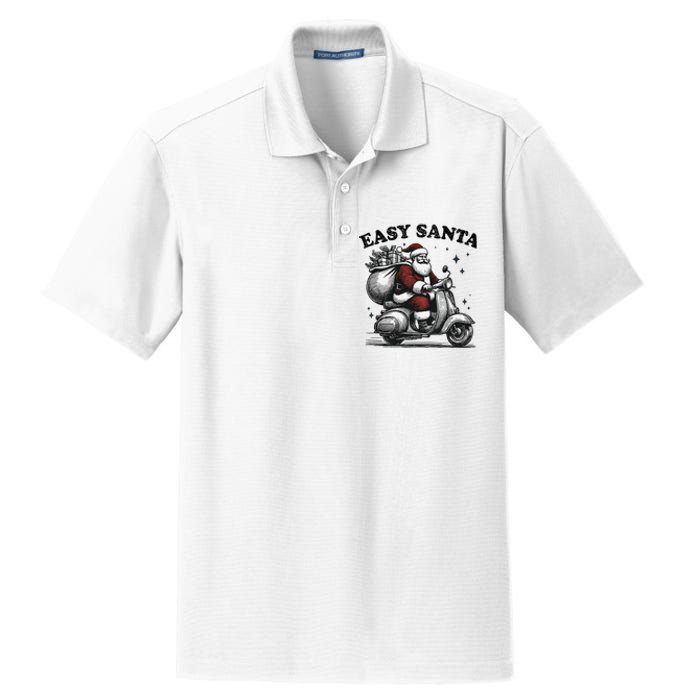 Santa Funny Easy Santa Riding Scooter Fun Christmas Holiday Dry Zone Grid Polo