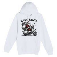 Santa Funny Easy Santa Riding Scooter Fun Christmas Holiday Premium Pullover Hoodie