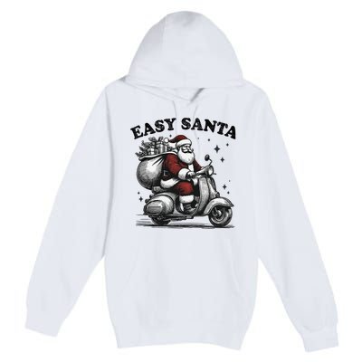 Santa Funny Easy Santa Riding Scooter Fun Christmas Holiday Premium Pullover Hoodie