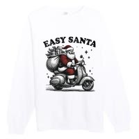 Santa Funny Easy Santa Riding Scooter Fun Christmas Holiday Premium Crewneck Sweatshirt