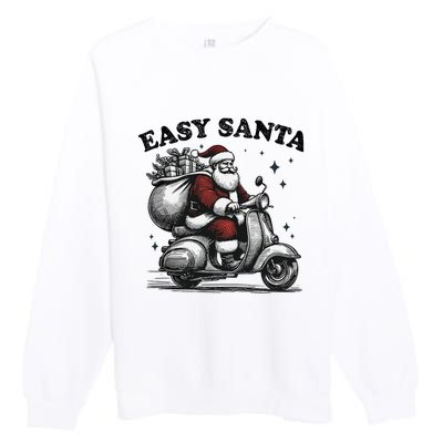 Santa Funny Easy Santa Riding Scooter Fun Christmas Holiday Premium Crewneck Sweatshirt