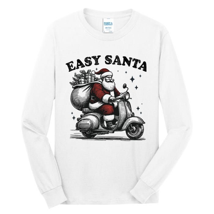 Santa Funny Easy Santa Riding Scooter Fun Christmas Holiday Tall Long Sleeve T-Shirt