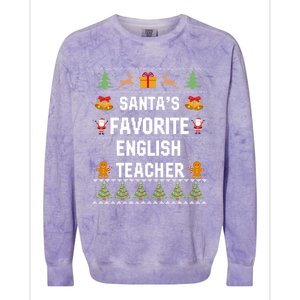 SantaS Favorite English Teacher Xmas Ugly Sweater Christmas Gift Colorblast Crewneck Sweatshirt