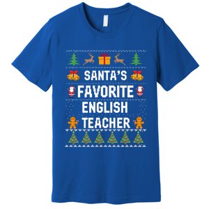 SantaS Favorite English Teacher Xmas Ugly Sweater Christmas Gift Premium T-Shirt