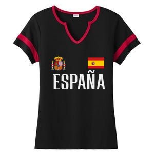 Spain Flag Espana Football Soccer Fan Ladies Halftime Notch Neck Tee