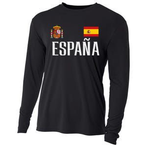 Spain Flag Espana Football Soccer Fan Cooling Performance Long Sleeve Crew