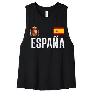 Spain Flag Espana Football Soccer Fan Women's Racerback Cropped Tank