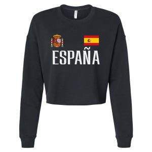 Spain Flag Espana Football Soccer Fan Cropped Pullover Crew