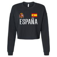 Spain Flag Espana Football Soccer Fan Cropped Pullover Crew