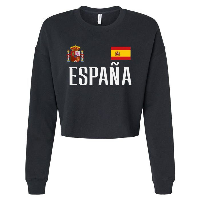 Spain Flag Espana Football Soccer Fan Cropped Pullover Crew