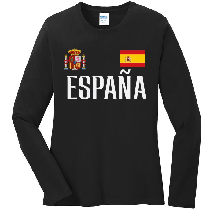 Spain Flag Espana Football Soccer Fan Ladies Long Sleeve Shirt