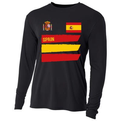 Spain Flag Espana Football Soccer Fan Cooling Performance Long Sleeve Crew