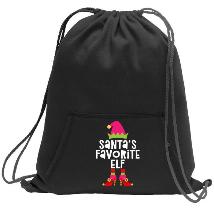 Santa's Favorite Elf  Matching Christmas Elf Sweatshirt Cinch Pack Bag